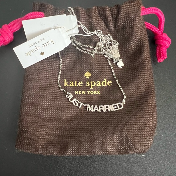 NWT Kate Spade “Just Married” Silver Necklace